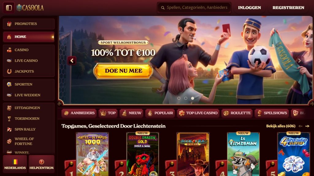 screenshot van homepage casoola casino nederland